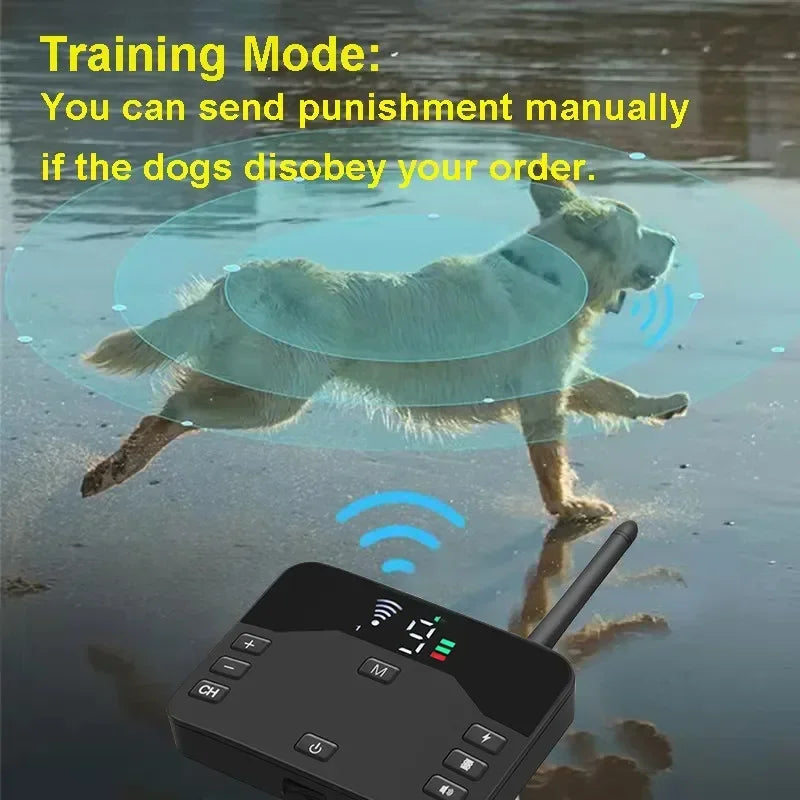 Transform Your Dog's Behavior with the Ultimate Anti-Bark Training Collar - Wireless Electric Fence with Customizable Vibration and Shock