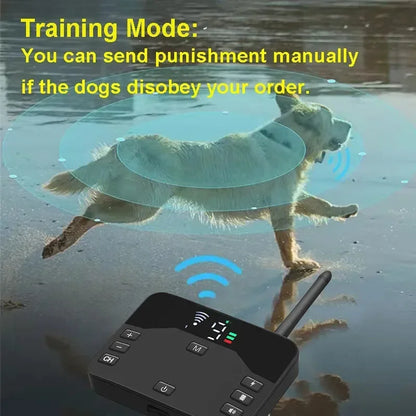 Transform Your Dog's Behavior with the Ultimate Anti-Bark Training Collar - Wireless Electric Fence with Customizable Vibration and Shock