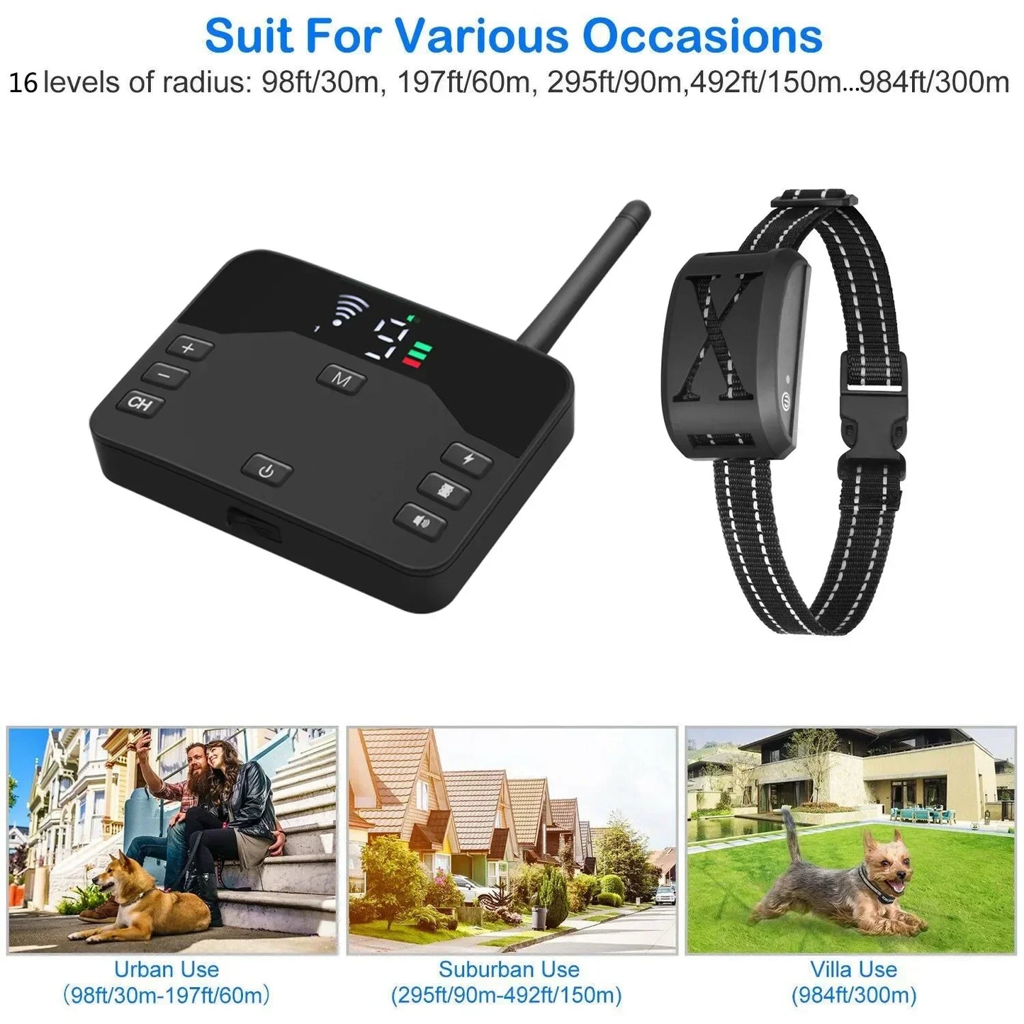 Transform Your Dog's Behavior with the Ultimate Anti-Bark Training Collar - Wireless Electric Fence with Customizable Vibration and Shock